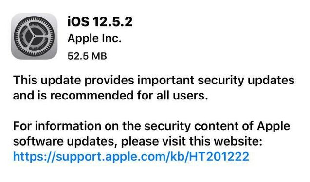 靖江苹果手机维修分享iOS12.5.2发布，建议所有老苹果用户安装 